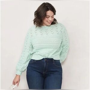 LC Lauren Conrad Light Blue Cable Knit Sweater